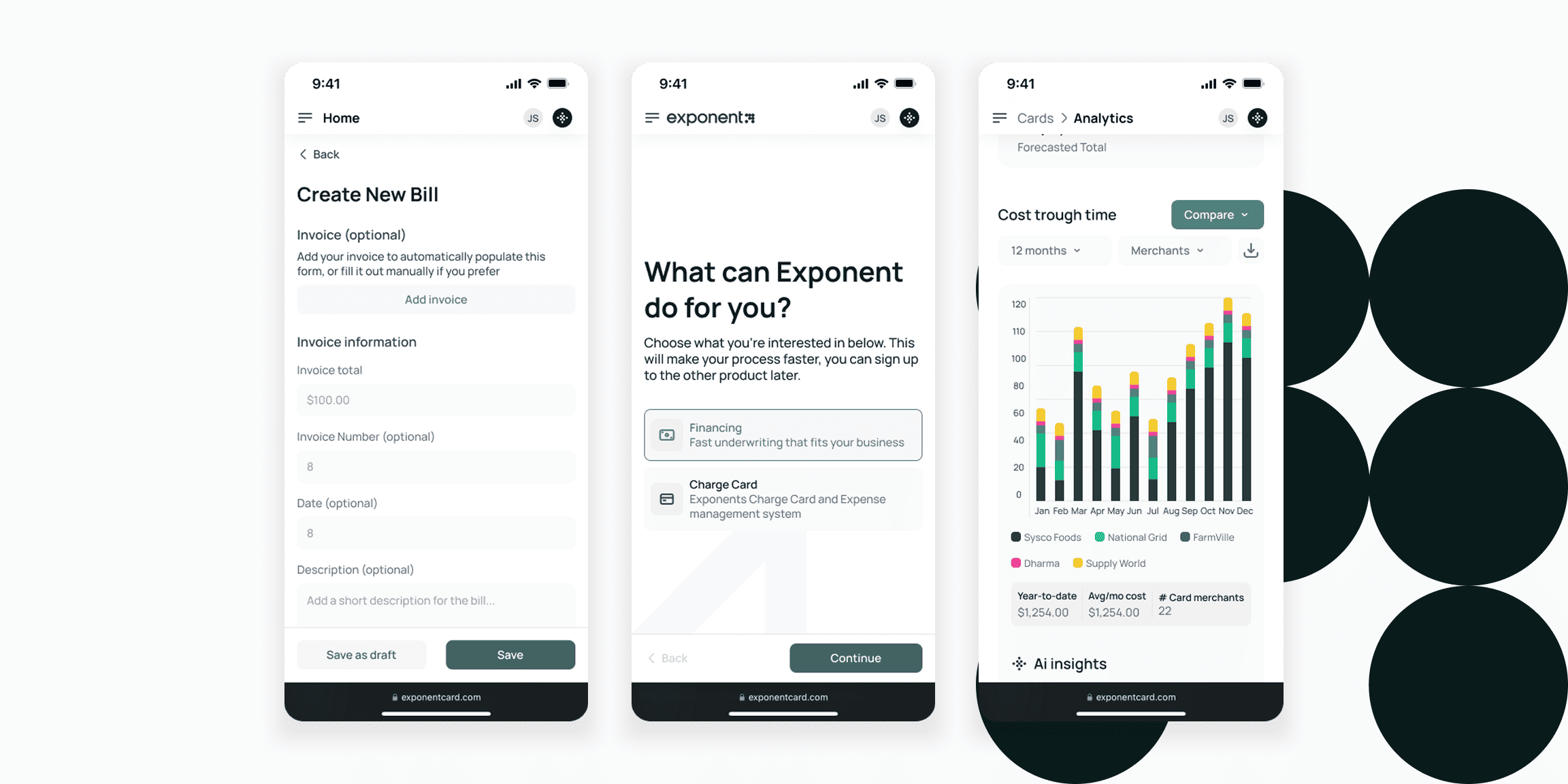 Exponent Fi mobile spend app