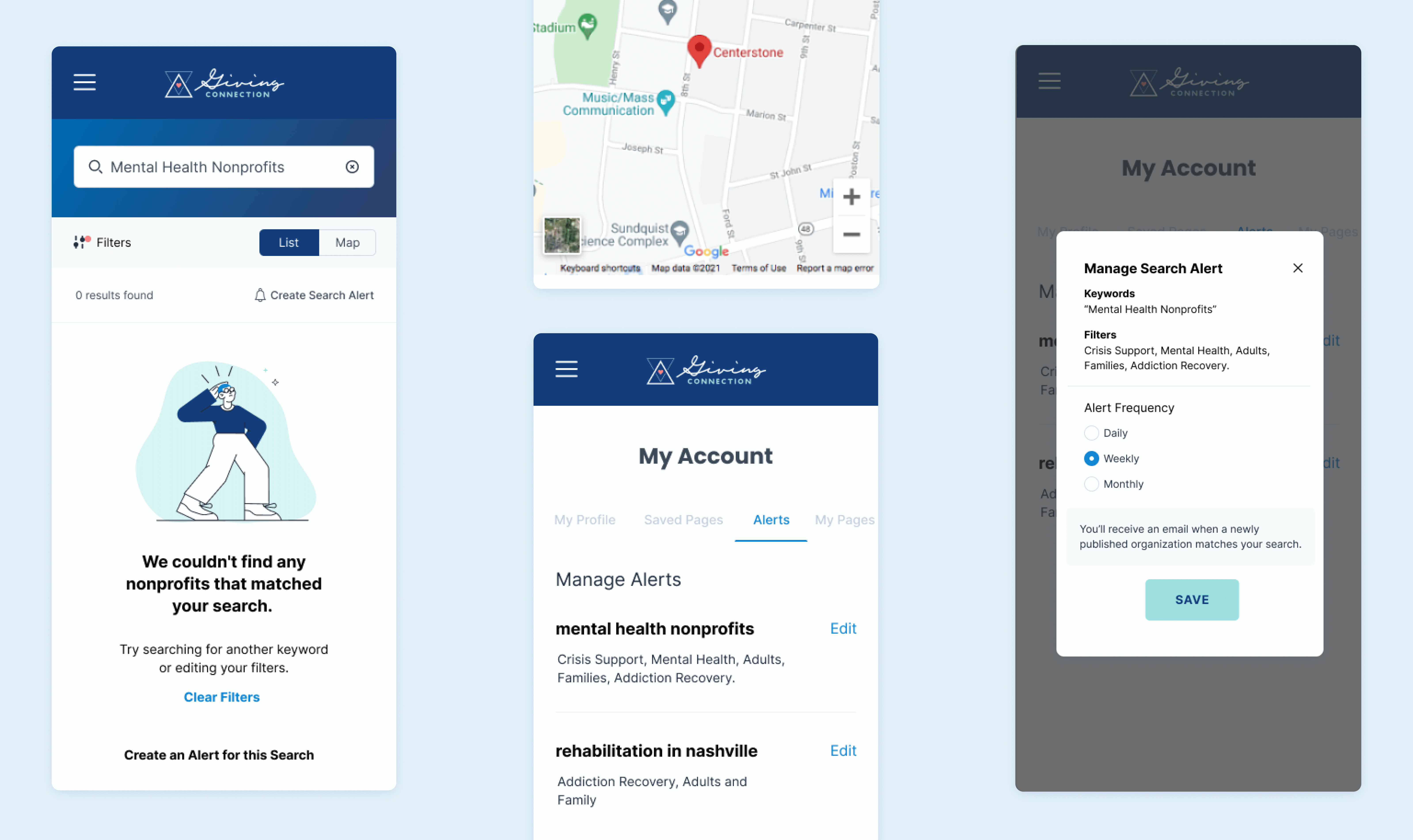 Giving Connection account and alerts