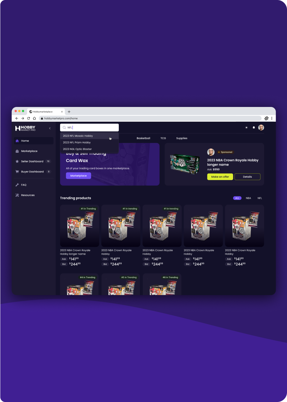 Hobby Market Pro features