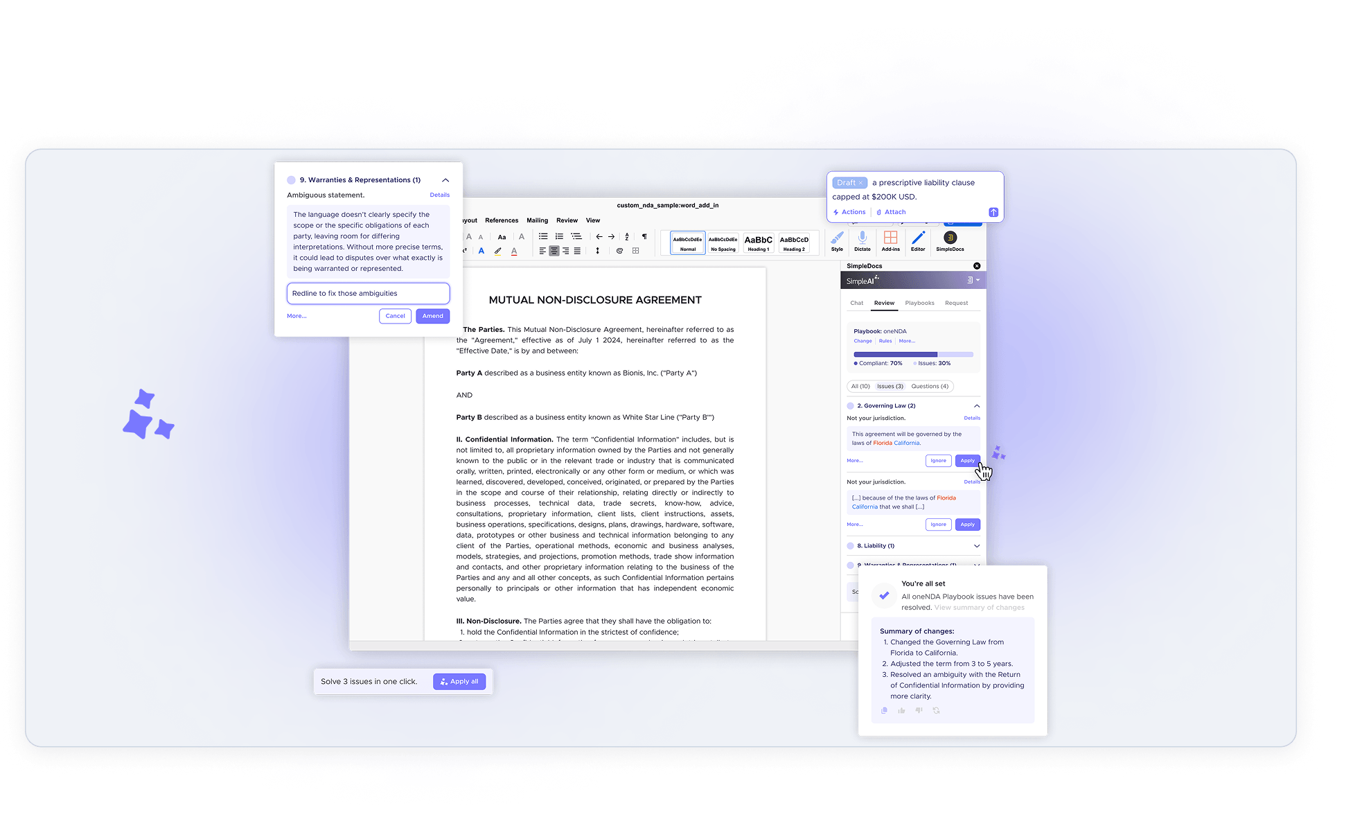 Simple AI legal document analysis