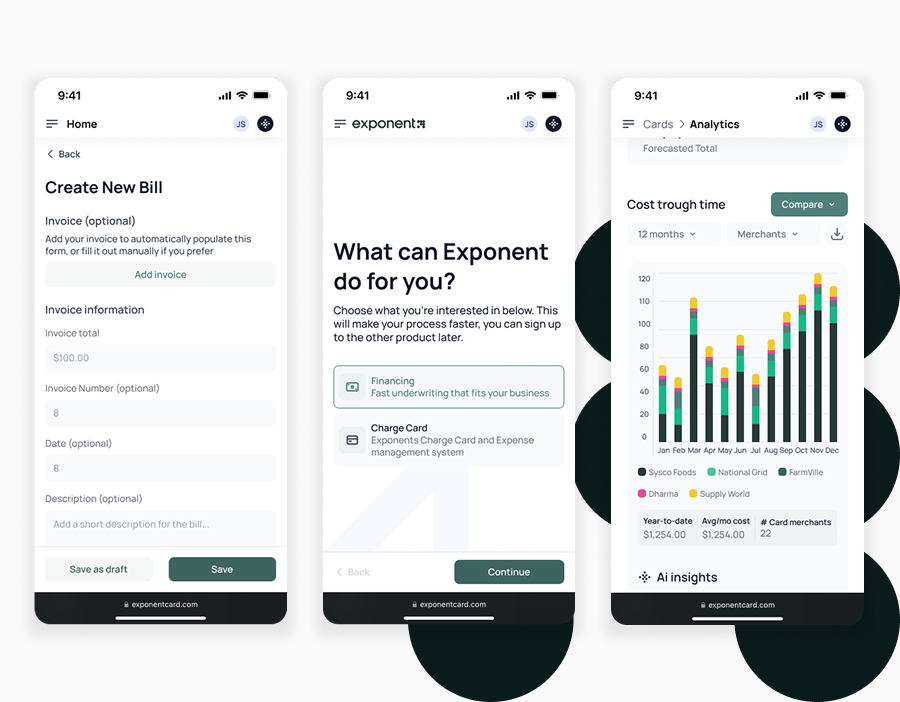 How Exponent Fi enables businesses to monitor spending.